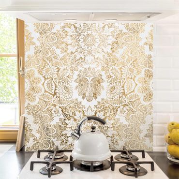 Spatscherm keuken Antique Baroque Wallpaper In Gold