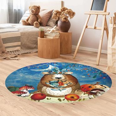 Rond vinyl tapijt Watercolour Bear In Moonlight