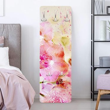 Wandkapstokken houten paneel Watercolour Flowers Orchids