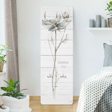 Wandkapstokken houten paneel - Watercolour Cosmea on wood