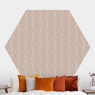 Hexagon Behang Art Deco Diamond Pattern In Front Of Beige XXL