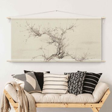 Wandtapijt - Asian Drawing - Branch With Blossoms