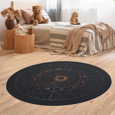 Rond vinyl tapijt Astrology The 12 Zodiak Signs Blue Gold