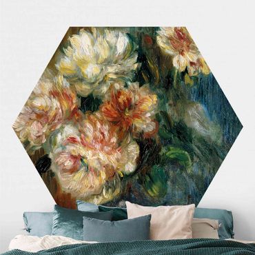 Hexagon Behang Auguste Renoir - Vase Of Peonies