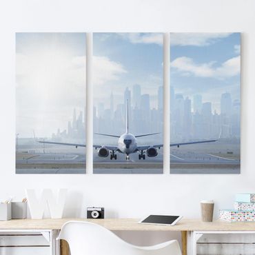 Canvas schilderijen - 3-delig Plane before takeoff