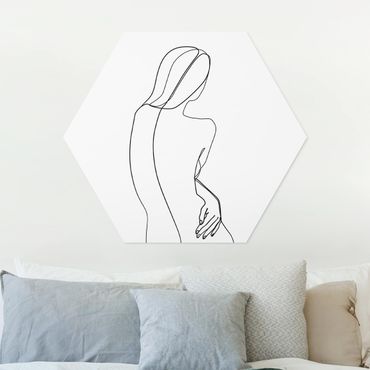 Hexagons Forex schilderijen Line Art Back Woman Black And White