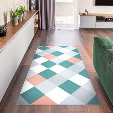 Vinyl tapijt Geometrical Pattern Rotated Chessboard Apricot