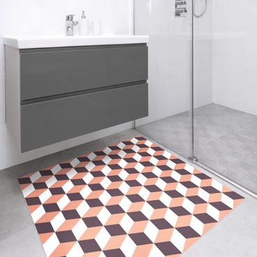 Vinyl tapijt Geometrical Tile Mix Cubes Orange