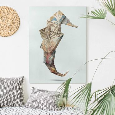 Canvas schilderijen Origami Seahorse