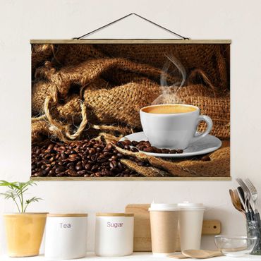 Stoffen schilderij met posterlijst Morning Coffee