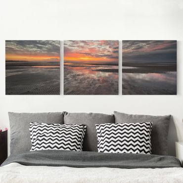 Canvas schilderijen - 3-delig Sunrise Over The Mudflat