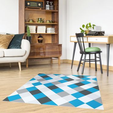 Vinyl tapijt Geometrical Pattern Rotated Chessboard Blue