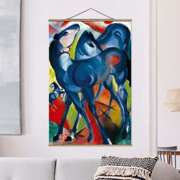 Stoffen schilderij met posterlijst Franz Marc - The Blue Foals