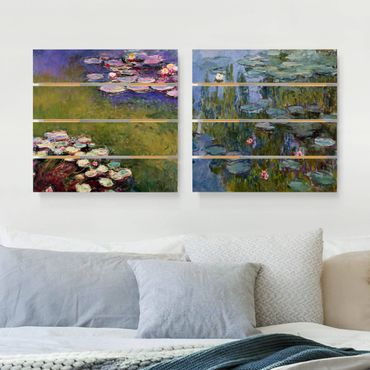 Houten schilderijen op plank - 2-delig Claude Monet - Water Lilies Set