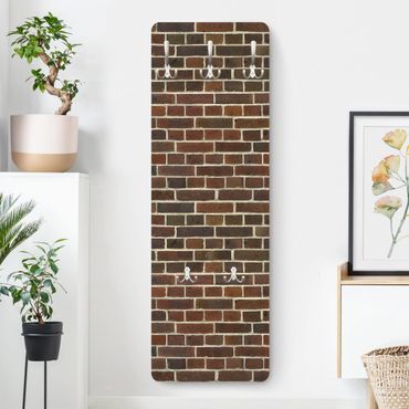Wandkapstokken houten paneel Brick Wall Reddish Brown
