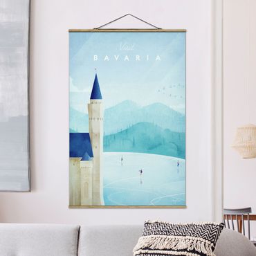 Stoffen schilderij met posterlijst Travel Poster - Bavaria