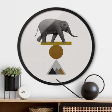 Rond schilderijen Elefante nell'arte dell'equilibrio