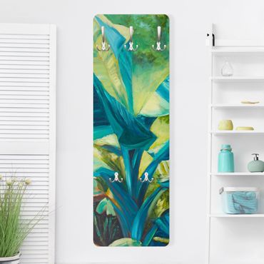 Wandkapstokken houten paneel Banana Leaf With Turquoise II