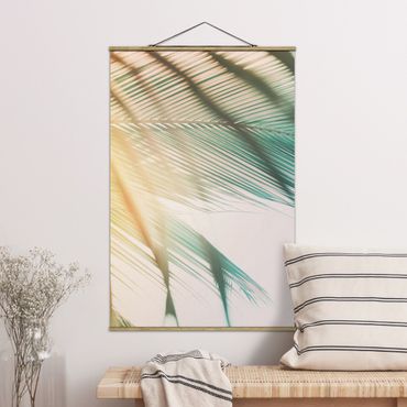 Stoffen schilderij met posterlijst Tropical Plants Palm Trees At Sunset II