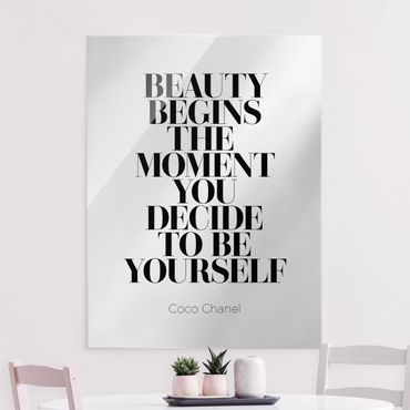Glasschilderijen Be Yourself Coco Chanel