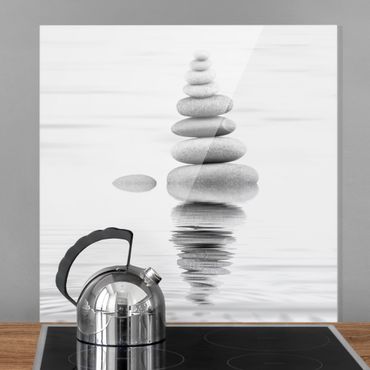 Spatscherm keuken Stone Tower In The Water Black And White