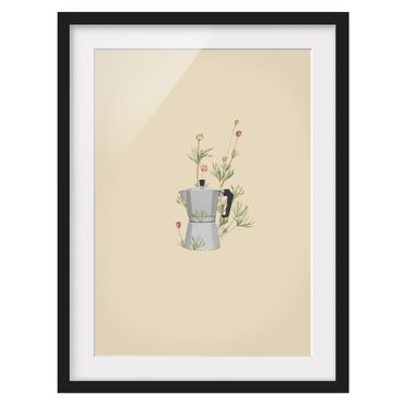 Ingelijste posters - Bialetti with flowers