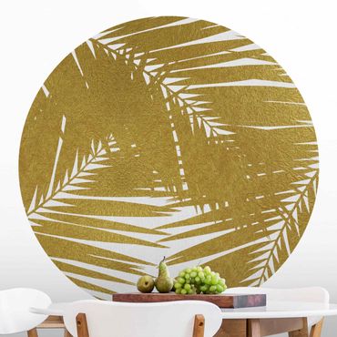 Behangcirkel View Through Golden Palm Leaves