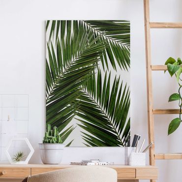 Canvas schilderijen View Through Green Palm Leaves