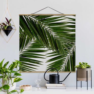 Stoffen schilderij met posterlijst View Through Green Palm Leaves