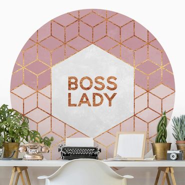 Behangcirkel Boss Lady Hexagons Pink
