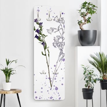 Wandkapstokken houten paneel Botanical Watercolour - Bellflower