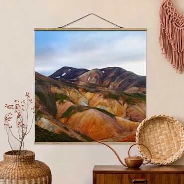 Stoffen schilderij met posterlijst Colourful Mountains In Iceland
