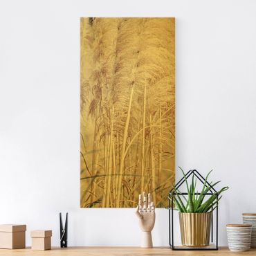 Canvas schilderijen - Goud Warm Pampas Grass In Summer