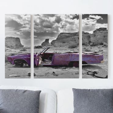 Canvas schilderijen - 3-delig Pink Cadillac