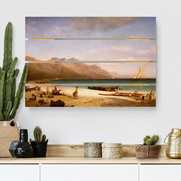 Houten schilderijen op plank Albert Bierstadt - Bay of Salerno
