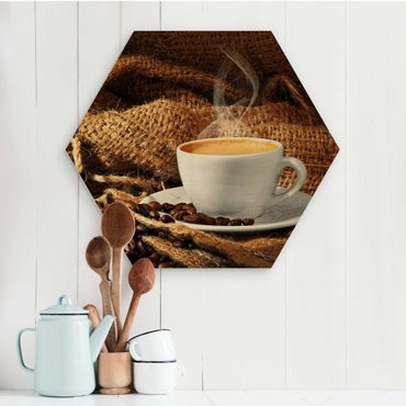 Hexagons houten schilderijen Morning Coffee