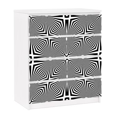 Meubelfolie IKEA Malm Ladekast Abstract Ornament Black And White