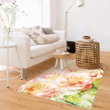 Vinyl tapijt Watercolour Rose Composition