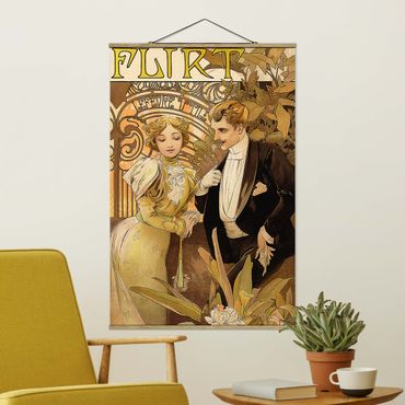 Stoffen schilderij met posterlijst Alfons Mucha - Advertising Poster For Flirt Biscuits