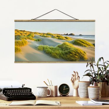 Stoffen schilderij met posterlijst Dunes And Grasses At The Sea