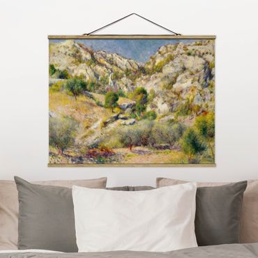 Stoffen schilderij met posterlijst Auguste Renoir - Rock At Estaque