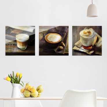 Glasschilderijen - 3-delig Caffè Latte