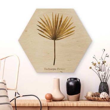 Hexagons houten schilderijen Gold - Palm Leaf