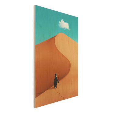 Houten schilderijen Desert With Penguin