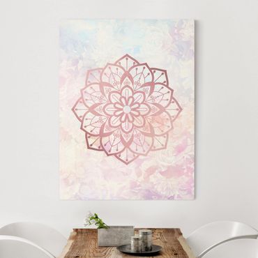 Canvas schilderijen Mandala Illustration Flower Rose Pastel