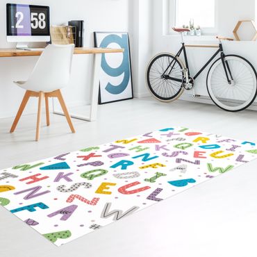 Vinyl tapijt Alphabet With Hearts And Dots In Colourful
