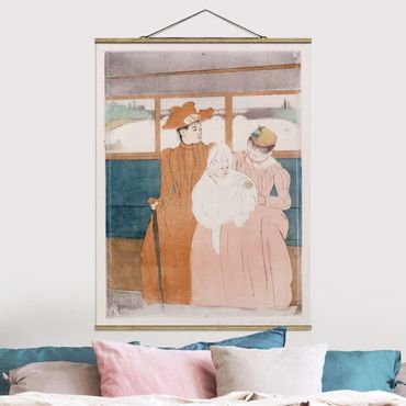 Stoffen schilderij met posterlijst Mary Cassatt - In the omnibus