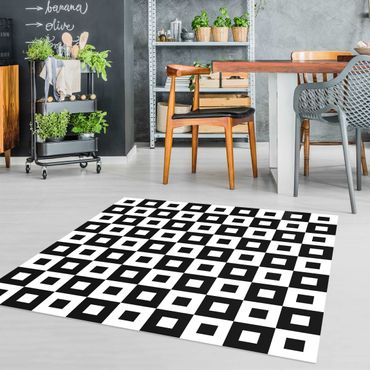 Vinyl tapijt Geometrical Pattern Of Black And White Squares,