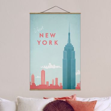 Stoffen schilderij met posterlijst Travel Poster - New York