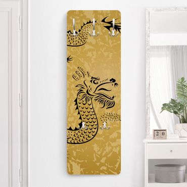 Wandkapstokken houten paneel Chinese Dragon
